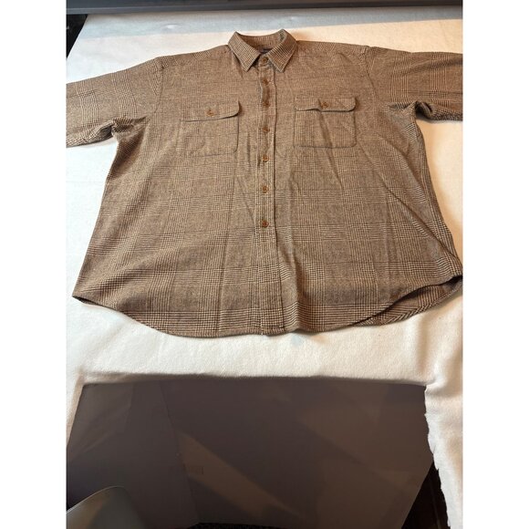 Polo Ralph Lauren Houndstooth Cotton Long Sleeve Button-Up Shirt XL Brown Plaid - Picture 1 of 12